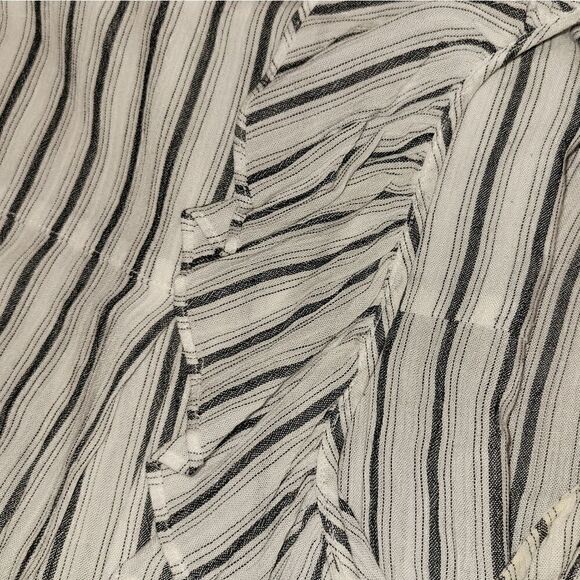 Anthropologie Maeve Fairhope White Stripe ButtonDown Flutter Sleeve Blouse Top S - Picture 7 of 13